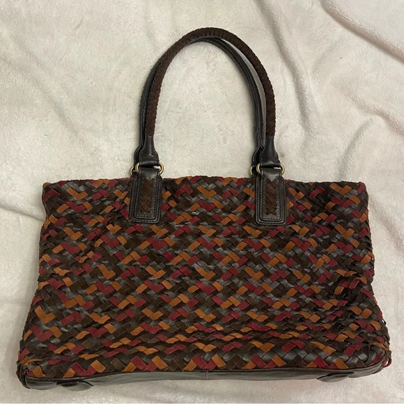 Sondra Roberts woven leather top handle handbag purse - Picture 4 of 10
